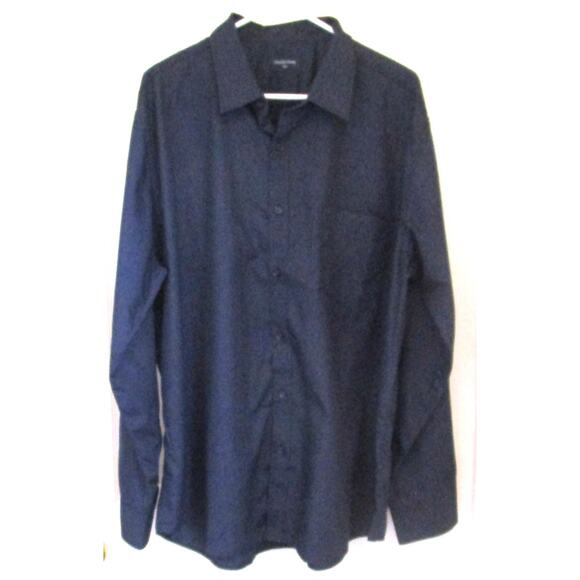 Double Pump Men's Dress Shirt Black Long Sleeves Collar Barrel Cuffs Size 2XL - Picture 2 of 5